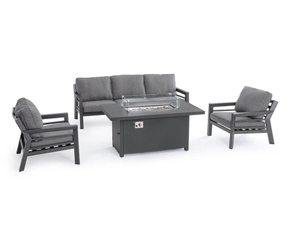 Set von 4 Stcs Wohnzimmer mit Kissen Hendrix Anthrazitaluminium, Stahl, Glas und Polyester