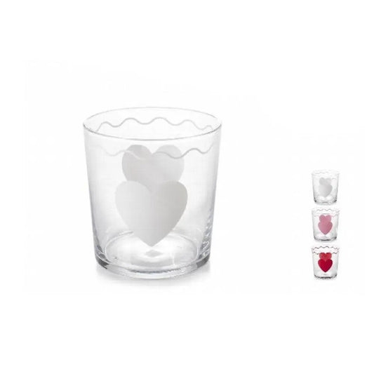 Heart decorated glass tumbler 35cl