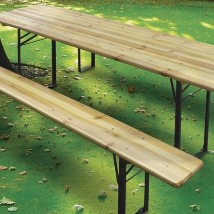 Garden set table and two benches in wood and steel Verdelook