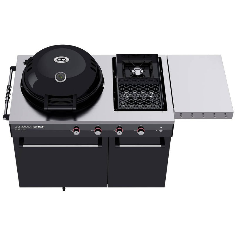 Gas barbecue Outdoorchef Lugano 570 g - spherical grill with Steakhouse Burner and lateral hob
