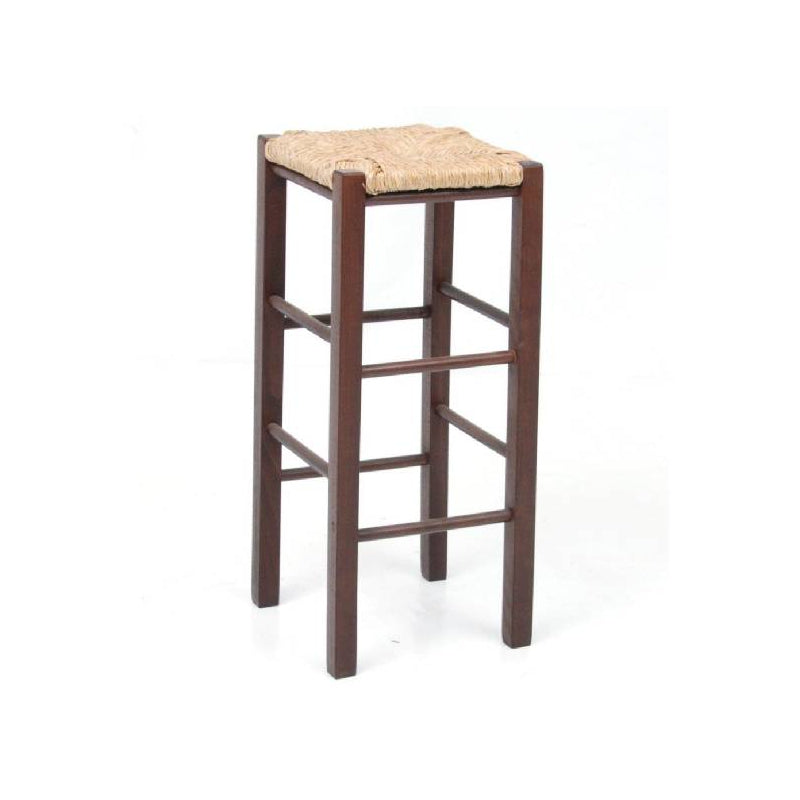 Taburete de madera Fago con asiento de paja de centeno - H.70 cm