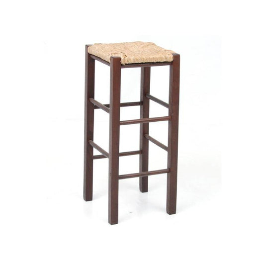 Taburete de madera Fago con asiento de paja de centeno - H.70 cm