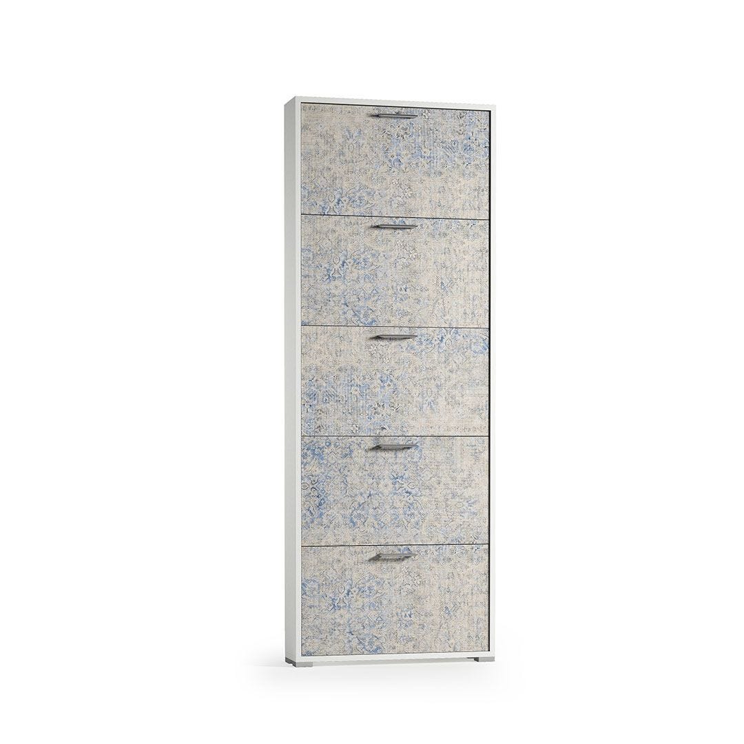 5-Door Shoe Cabinet, Up to 15 Pairs, White Leizu