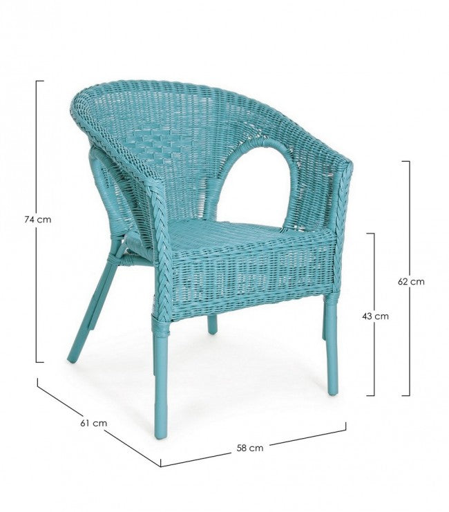 Alliss Sessel aus blauem Rattan
