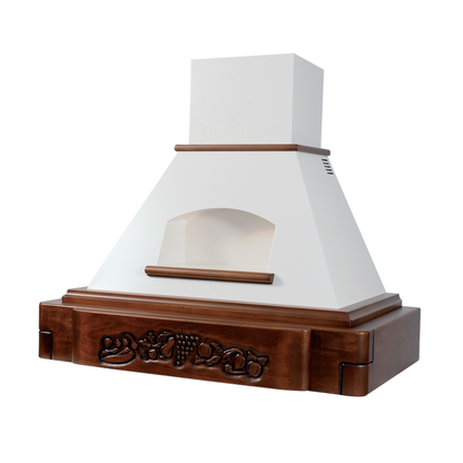 KATIA extractor hood in white stainless steel and 120 cm inlaid wooden frame