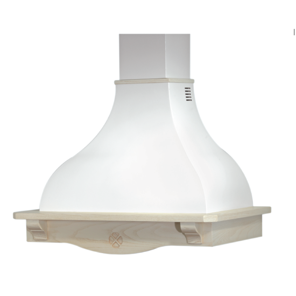COTTAGE campana de cocina rústica blanca con estructura de madera incrustada gris tórtola 90 cm