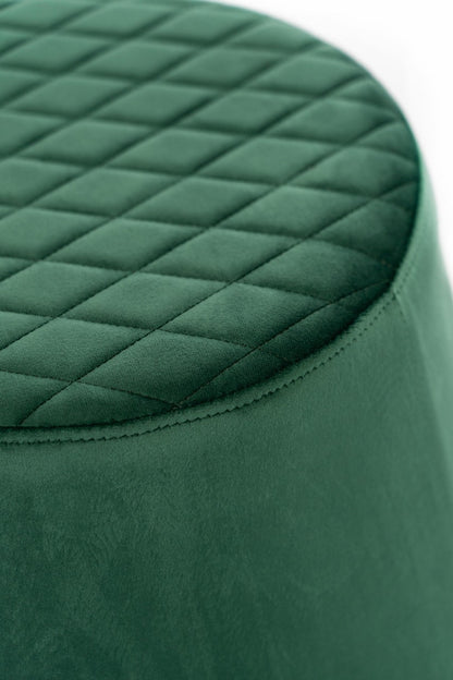Velvet Green Metal Pouf - 46.5 x 46.5 x 33 cm