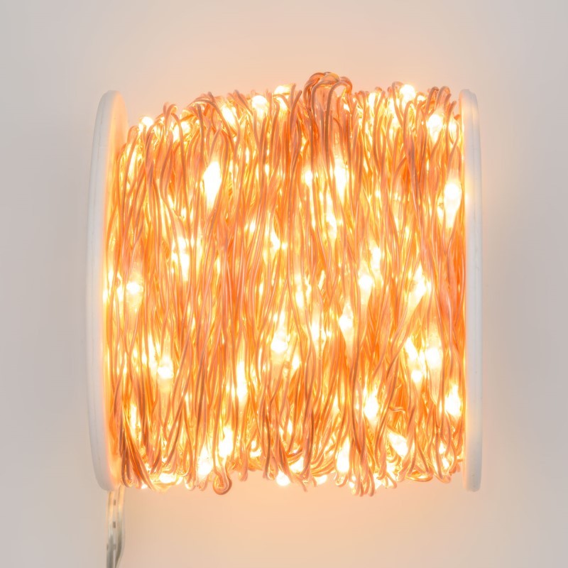 Cadena MicroLED PL 500 Bobina 25m blanco cálido con cable cobre