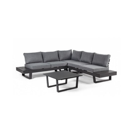 Antrazitfarbenes Ecksofa-Set mit Kissen