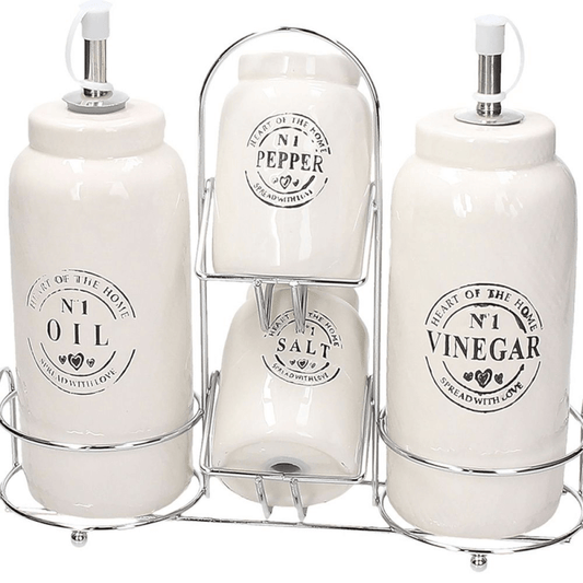 MENAGE OIL/VINEGAR/SALT/PEPPER Beige Ceramic