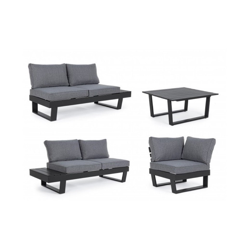 Antrazitfarbenes Ecksofa-Set mit Kissen