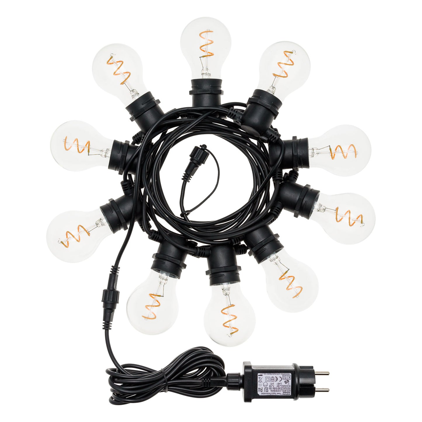 Party Light 36V 10 A60 E27 Spiral Filament LED 4+5m Weihnachtsbeleuchtung