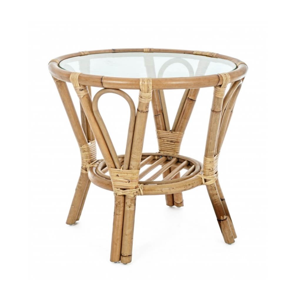 Round coffee table in Canarian rattan Bizzotto