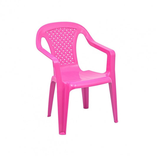 Silla infantil de plástico fucsia con reposabrazos - 38x38x52 cm