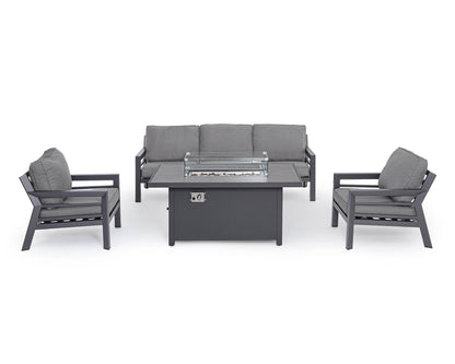 Set von 4 Stcs Wohnzimmer mit Kissen Hendrix Anthrazitaluminium, Stahl, Glas und Polyester