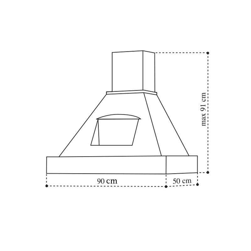 EPOQUE white rustic kitchen hood with wooden frame in tobacco color inlay 90 cm