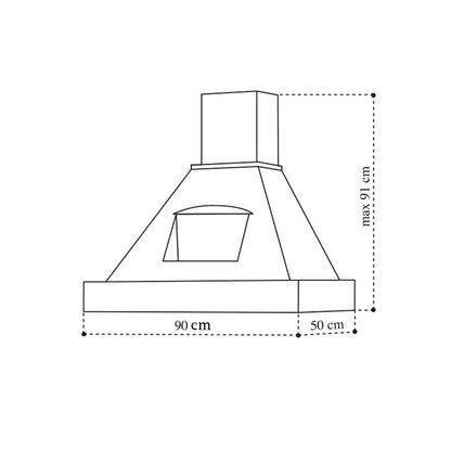 EPOQUE white rustic kitchen hood with wooden frame in tobacco color inlay 90 cm