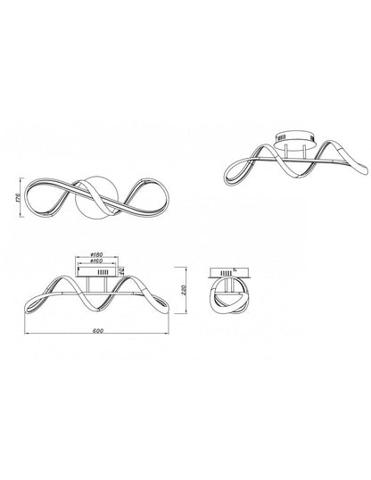 Plafón Perugia Diseño Arco Blanco Led Dimmer 4000k Trio Iluminación