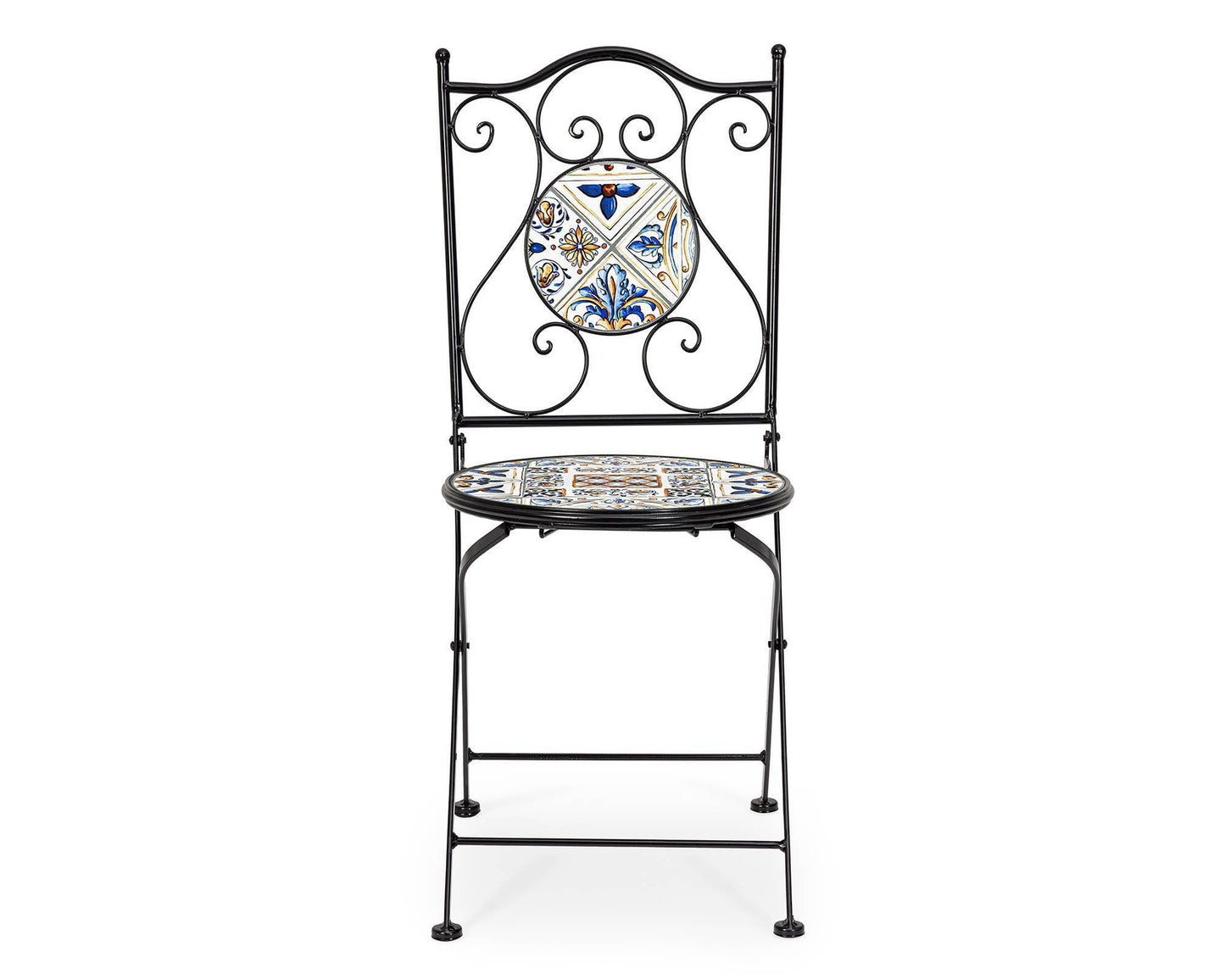 Silla Plegable Mykonos - Estructura de Acero y Tablero de Cerámica - 120x80x75 cm