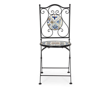 Silla Plegable Mykonos - Estructura de Acero y Tablero de Cerámica - 120x80x75 cm