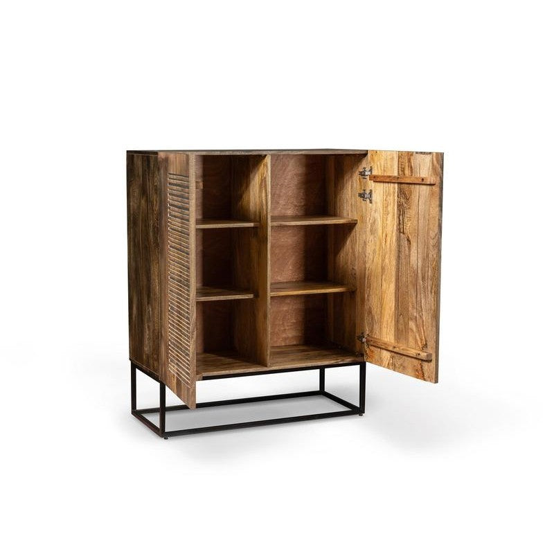 Brown Mango Wood Sideboard with 2 Doors and 6 Internal Compartments 100x45xh.120 cm