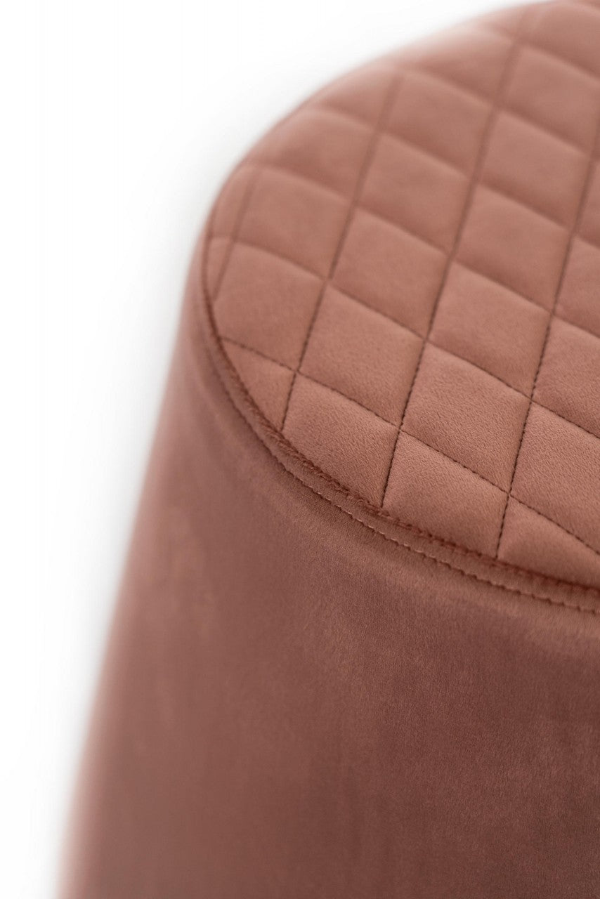 Antiker rosa Samt Metallhocker 46,5 x 46,5 x H 33 cm