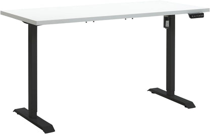 Escritorio Ajustable en Altura Standing Desk con 4 Alturas y Pantalla Integrada (150x69 cm) Blanco Lacado y Negro