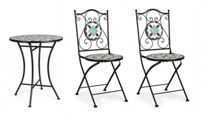 Promo-Set Tisch mit Stühlen aus Eisen Positano (Maße: 60 cm Durchmesser x 75 cm Höhe)