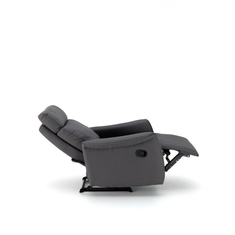 Manual Reclining Relax Armchair in Anthracite Faux Leather 70 x 92 x H. 105 cm
