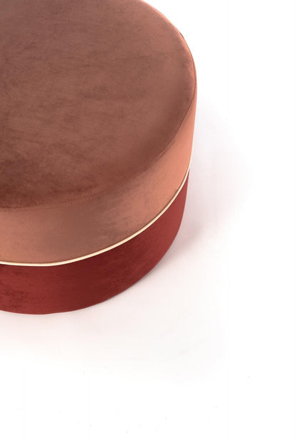 Puf de terciopelo en madera rosa antiguo y burdeos de 62 x 62 x 39 cm