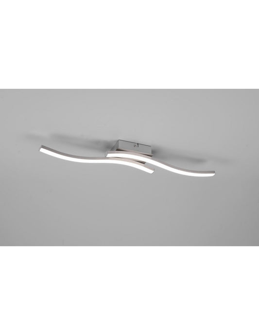 Design Ceiling Lamp Double Wavy Rod Led 4000k Route Nickel Trio Lighting
