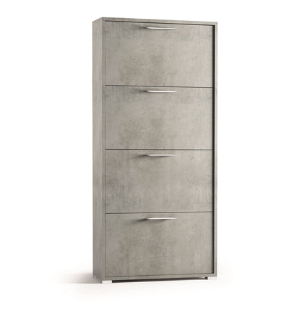 Double depth shoe rack with 4 doors for up to 18 pairs of concrete shoes