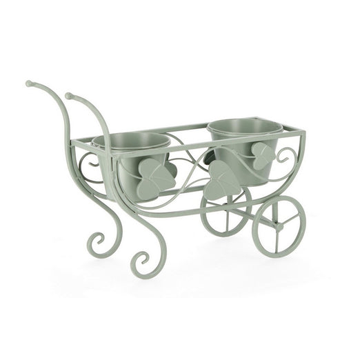 Boat flowers with 2 seats sage - Harriet, powder -painted steel, 48x19x31h cm