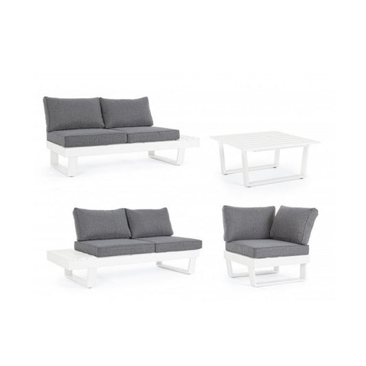 Ecksofa-Set mit Kissen, weiß