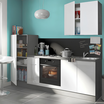 Cucina Liana bianco - cemento lunghezza 180