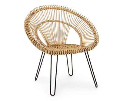 Natural Esteban Sessel in Rattan und Stahl - elegantes Design für Innen- und Außenbereiche