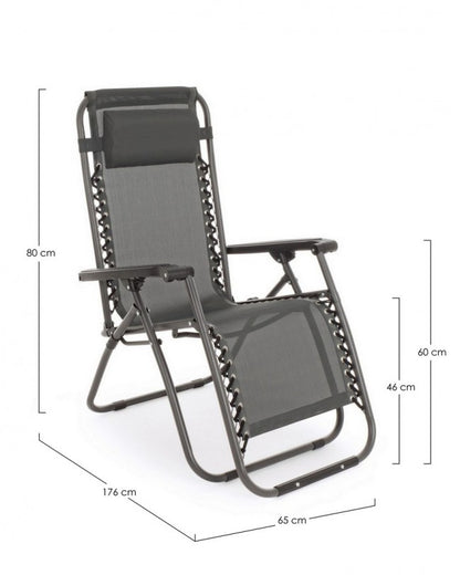 Grey Outdoor Deck Chair with Dimensions 65x176x80 cm