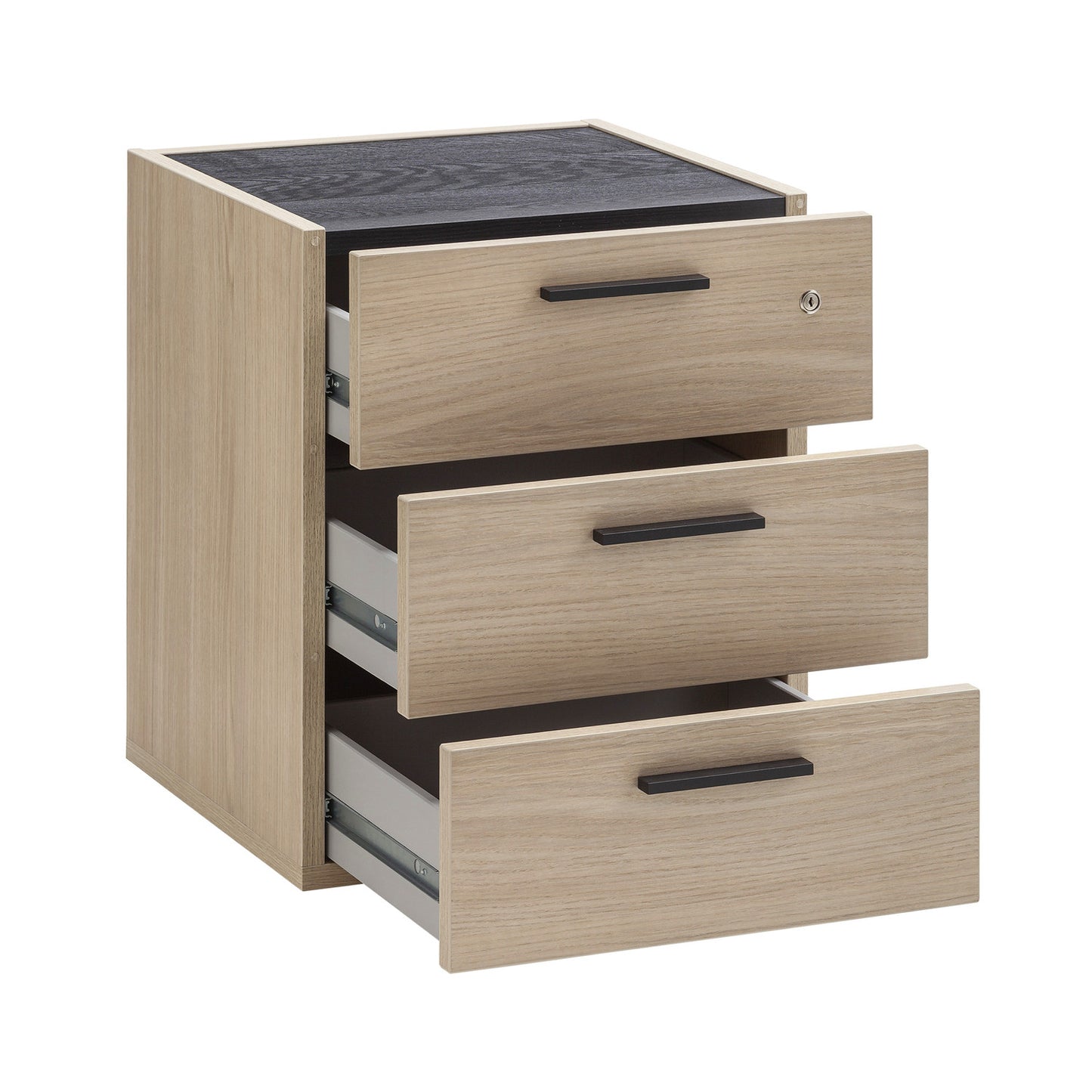 Niedrige Kommode mit 3 Schubladen und Rollen H61xB50xT47