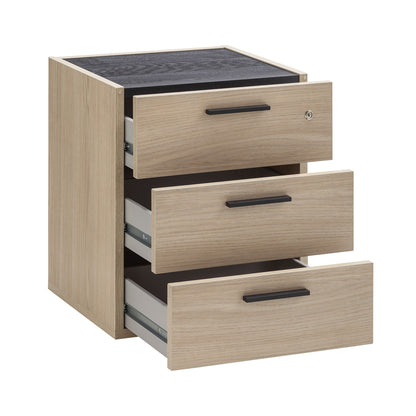 Niedrige Kommode mit 3 Schubladen und Rollen H61xB50xT47