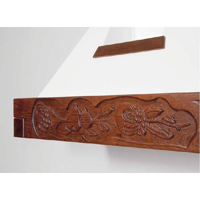 EPOQUE white rustic kitchen hood with wooden frame in tobacco color inlay 90 cm