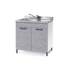Cement Gray Kitchen Sink Base Cabinet, 2 Doors, 80x50xH 85 cm
