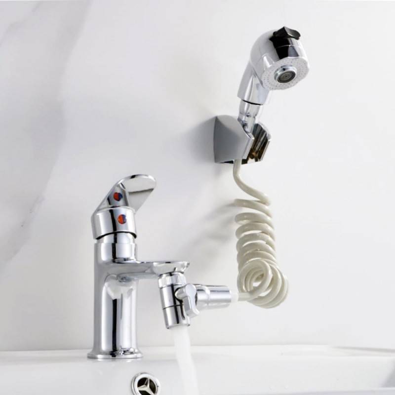 Teleducha de dos chorros para lavabo o bidé con desviador y aireador - Serie Smart