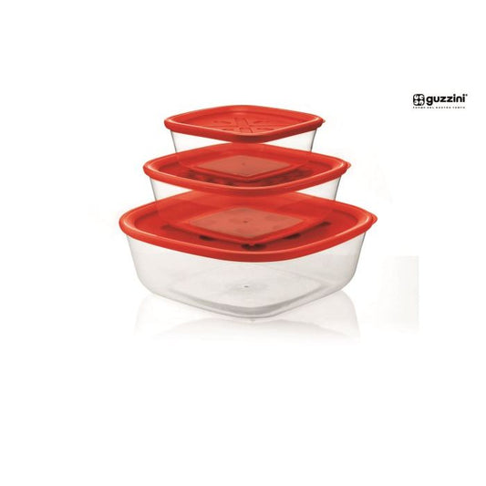 Set of 3 red containers of different sizes