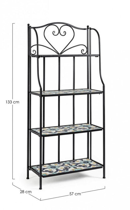 Positano-Bücherregal aus Metall im Landhausstil mit 4 Regalen, cm 57 x 28 x 133 h, Iperbriko