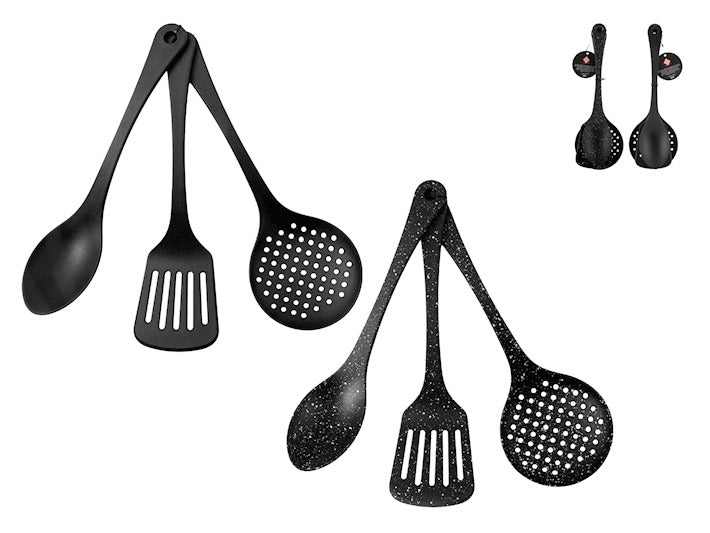 Pack de 3 cucharones de nailon negros surtidos
