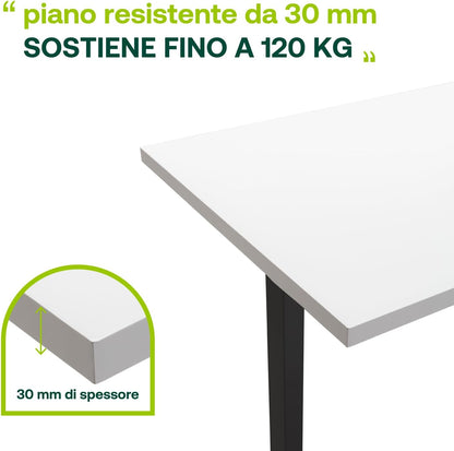 Escritorio Ajustable en Altura Standing Desk con 4 Alturas y Pantalla Integrada (150x69 cm) Blanco Lacado y Negro