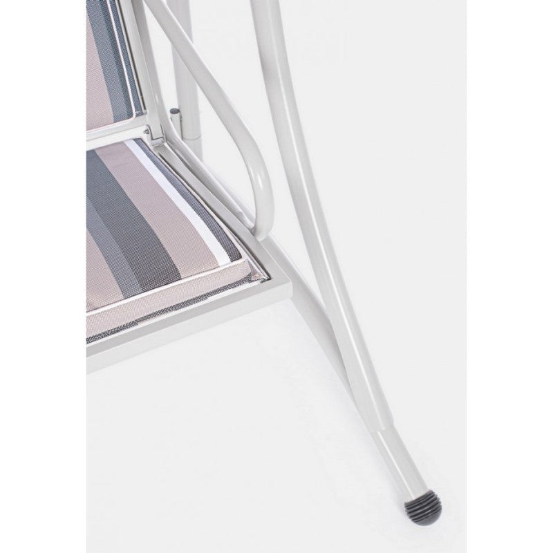 GRELY Dreisitzer-Schaukel aus Stahl, elfenbeinfarben, 190 x 120 x H185 cm