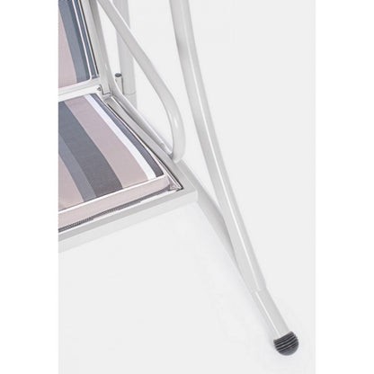 GRELY Dreisitzer-Schaukel aus Stahl, elfenbeinfarben, 190 x 120 x H185 cm