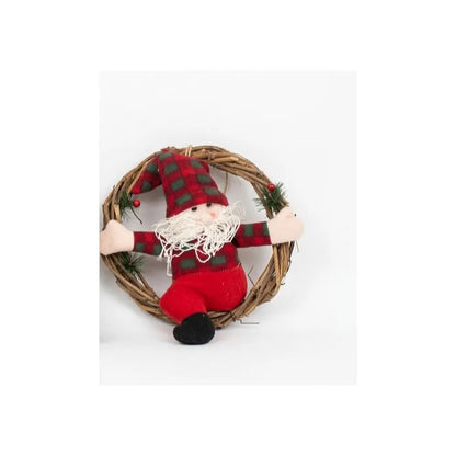 Corona natalizia Ø 35 cm con pupazzo in maglia scozzese - 1 modello assortito