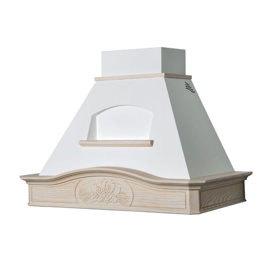 DESIRE/SOFIA extractor hood in white stainless steel and 60 cm inlaid wooden frame